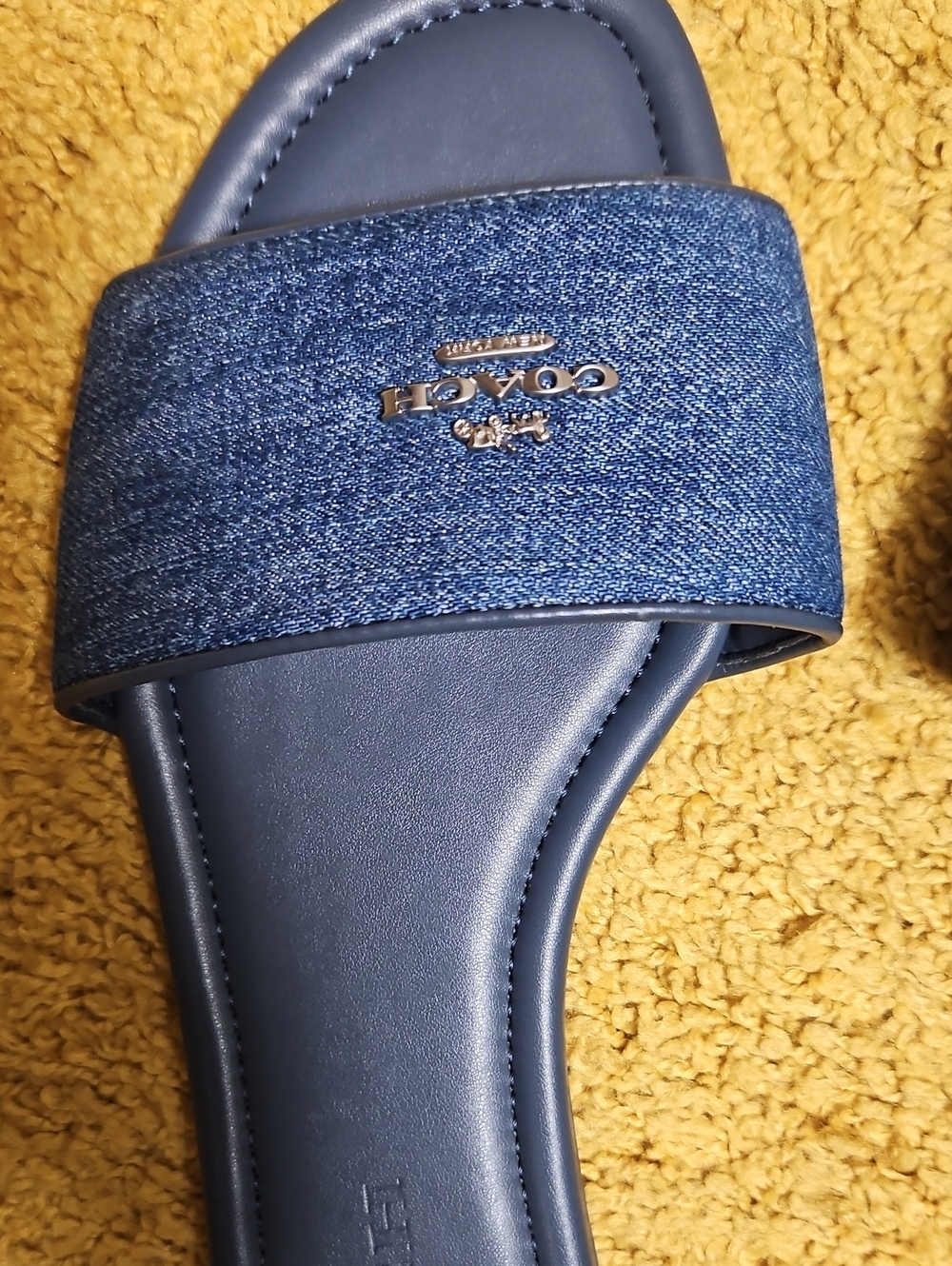 COACH Denim-Style Navy Slide Sandals - Picture 3 of 5